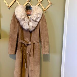 Vintage Sears Fur-Trimmed Suede Coat